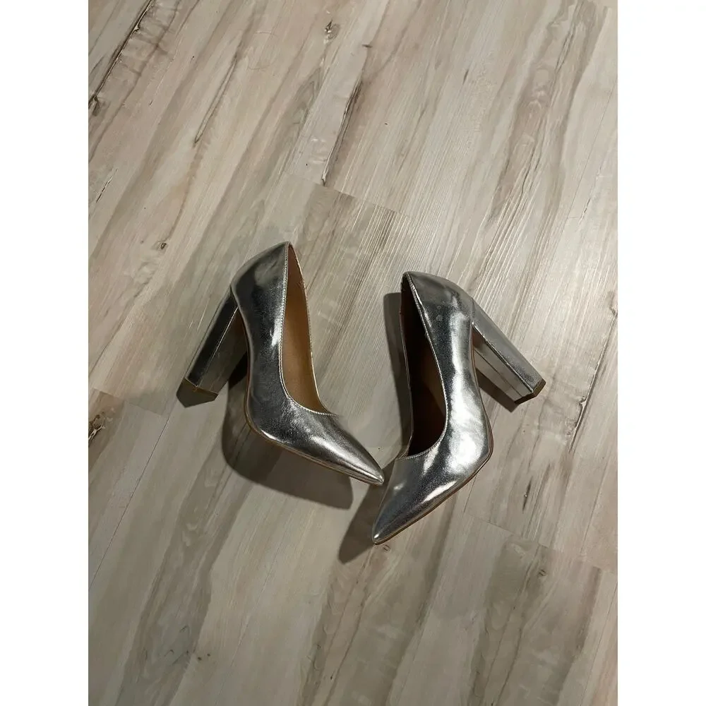 ASOS Phantom silver pointed toe wedge heels size 5.5